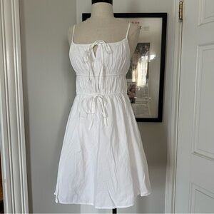 Tie Detail White Mini Dress